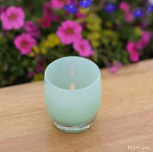 Glassybaby Pre-Tiskelion - "Thank You" Mint Green Votive